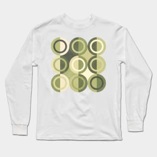 Geometric Shapes Olive Green Circles Long Sleeve T-Shirt